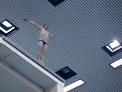 High Diver jumping into the water Stock Footage