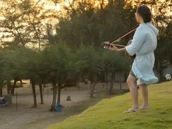 side view : lonely man play guitar Stock Footage