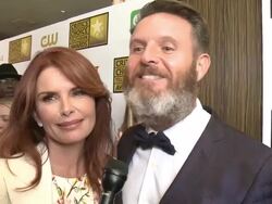 INTERVIEW - Mark Burnett and Roma Downey on being nominated for more than one show in the same category, and on reality shows producing talented people at the 2014 Critics' Choice Television Awards Stock Footage