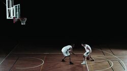 SLO MO  two players rehearsing and giving high five Stock Footage