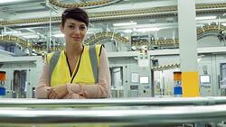 Portrait confident female worker in printing plant Stock Footage