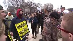 Pro and anti Trump supporters on National Mall News Clip
