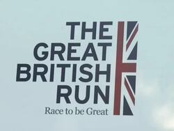 ATMOSPHERE: Participants at Central Park Celebrates Queen Elizabeth II's Diamond Jubilee With The Great British Run on 31 May Stock Footage