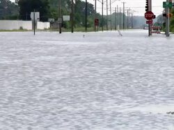 May 9, 2011 Mississippi River Flooding flooded intersection in northwest Memphis, Tennessee, USA Stock Footage