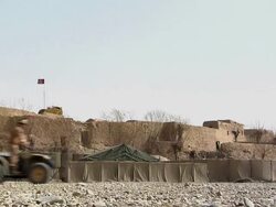 WS Soldiers driving military land vehicle / Musa Qala, Helmand Province, Afghanistan.   Stock Footage