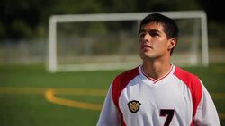 A soccer player head-butts a ball during practice. Stock Footage