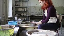 Woman Working Potters Stock Footage