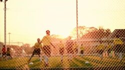 Young soccer team scoring a goal and celebrating Stock Footage
