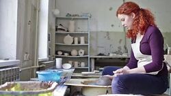 Woman Working Potters Stock Footage