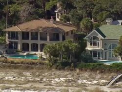 MS AERIAL Shot of row houses at Hilton Head Island / South Carolina, United States Stock Footage