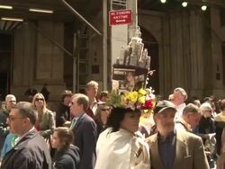 NYC's Annual Easter Bonnet Parade Stock Footage
