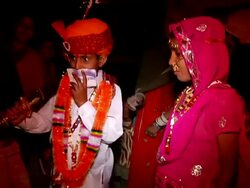 MS TD Groom and bride at their wedding ritual / Rajasthan, India Stock Footage