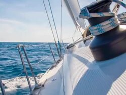 MS Winch On The Deck Of A Sailboat Stock Footage