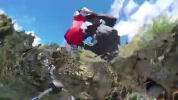 Hiker purifying water Stock Footage