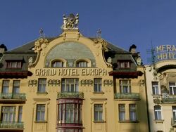 MS View of old town square buildings / Prague, Hlavni mesto Praha, Czech Republic Stock Footage