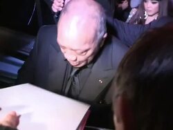 Quincy Jones greets fans at the 2013 Grammy After Party at Chateau Marmont in West Hollywood, 02/10/13 Stock Footage