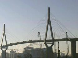 WS View of Kohlbrand Bridge / Hamburg, Germany Stock Footage