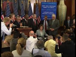 WRAP US Congress approves historic bailout bill, Pelosi ADDS Bush, Paulson handshake News Clip