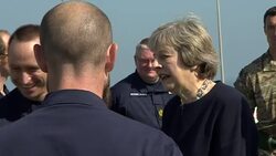 UK Prime Minister Theresa May on HMS Ocean during Bahrain visit News Clip