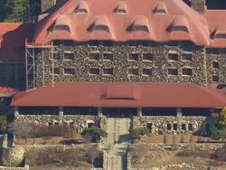 MS AERIAL Shot of Ashvilles Grove Park Inn / North Carolina, United States Stock Footage