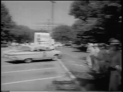 B/W 1963 PAN crowd + National Guard by building during desegregation of U. of Alabama Stock Footage