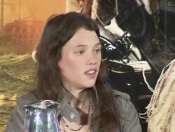 INTERVIEW Astrid Berges-Frisbey on what she thought of the POTC movies at the Pirates of the Caribbean - On Stranger Tides Press Conference at London England. (Footage by WireImage Video/GettyImages) Stock Footage