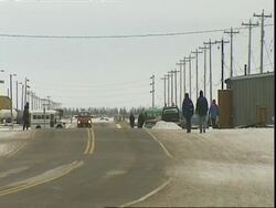 Main street through Churchill, Manitoba, Canada Stock Footage