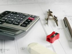 Crane Shot: Architect Working on Blue Print Stock Footage