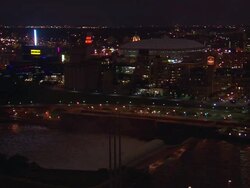 WS City  river at night / Minneapolis, Minnesota, United States  Stock Footage