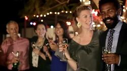 Happy couple with multi-ethnic friends celebrating with champagne Stock Footage