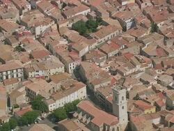 MS AERIAL Shot of Marseillan village / Languedoc Roussillon, France Stock Footage