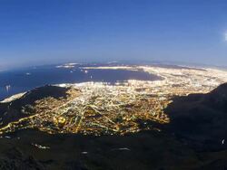 Cape Town, South Africa high angle day to night, moon rise Stock Footage