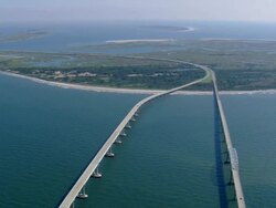  WS AERIAL ZI ZO View of Chesapeake Bay Bridge Tunnel / Virginia, United States Stock Footage