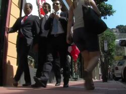 ATMOSPHERE Businessmen walking past marriage sign at the Monaco Royal Wedding: Preparations at Monaco . (Footage by WireImage Video/Getty Images Entertainment Video) Stock Footage