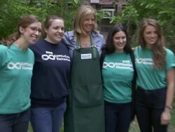 Juliana Stevenson, Stephanie Adams, Kelly Meyer, Lindsay Fry, Perri Lawrie at American Heart Association Teaching Gardens Planting in Harlem Stock Footage