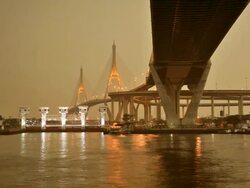 Bridge with lightnings Stock Footage