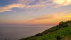 WS DS Adriatic Hill At Sunrise Stock Footage