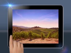 Touchscreen tablet with green screen transition. HD Stock Footage