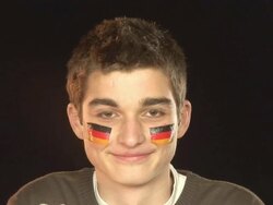 Smiling Patriotic GERMANY male - HD & PAL Stock Footage