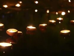 Temple candle light on water Stock Footage