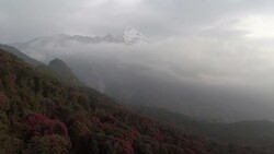 Annapurna mountain range, Nepal. Aerial. Stock Footage