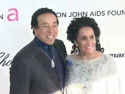 Smokey Robinson, Frances Gladney at the 19th Annual Elton John AIDS Foundation Academy Awards Viewing Party at West Hollywood CA. (Footage by WireImage Video/GettyImages) Stock Footage