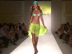 Models walk the runway during the Vitamin A by Amahlia Stevens swimwear 2013 show at the Vitamin A by Amahlia Stevens - Runway - MBFW Miami Swim 2013 Stock Footage