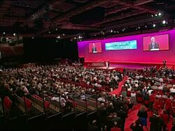 Alistair Darling, Chancellor of the Exchequer, speech to The Labour Party Conference 2009 Stock Footage