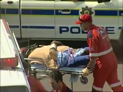 Badly injured MDC members arrive for medical treatment News Clip