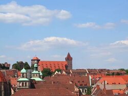 PAN Panoramic view of Nuremberg and the castle Stock Footage