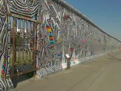 Berlin Wall, Grafitti, Murals, TU Stock Footage