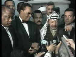 Gaza - Farrakhan and Arafat meet News Clip