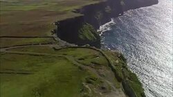 Flying Round Peninsular At Old Watch Tower  - Aerial View - Munster, Co Clare, Ireland Stock Footage
