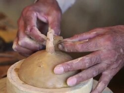 CU Shot of Man making Nazca pottery / South Of Peru, Nazca, Peru Stock Footage